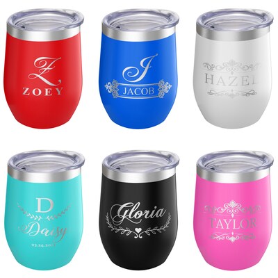Personalized Wine Tumbler With Lid – Travel Mug For Hot and Cold Drinks – Vacuum Insulated Tumbler – Engraved Gift for Her, Him, Family - image1